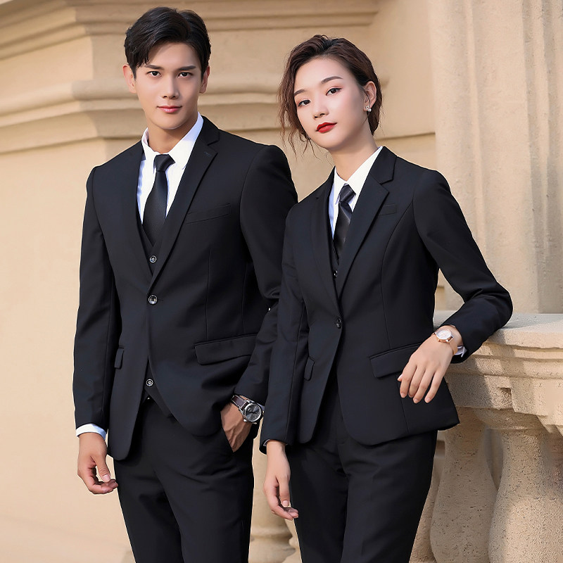 西装套装男女大码职业装银行酒店经理工作服工装高端黑色面试正装