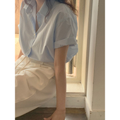 殿 短袖 衬衫 大艾 上衣女2025夏新款 简约百搭休闲宽松通勤外穿