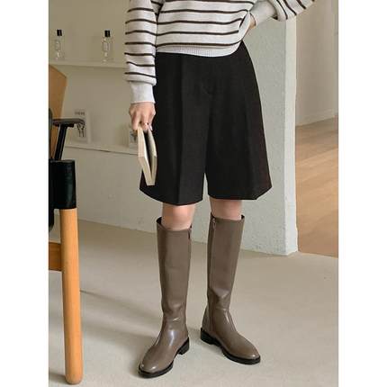 五分裤女秋冬2025新款气质通勤简约百搭小个子直筒阔腿裤休闲短裤