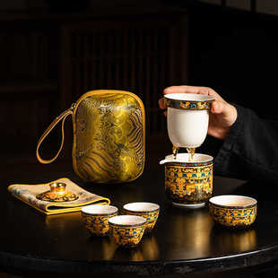 2024新款 茶具可悬停盖快客杯一壶二杯户外茶具 旅行茶具套装 便携式