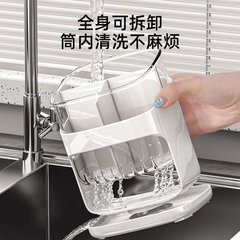 厨房筷子筒家用沥水透明置物架放刀叉勺子的收纳盒放筷笼篓桶壁挂