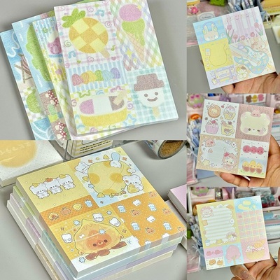 6月新品便签彩铅夏日限定音乐日熊熊色系素材便签纸