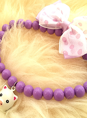 宠物用品 紫色仿珍珠宠物饰品铃铛 小猪 结亚克力珠宠物项链