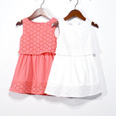 N073高品质 绣花蕾丝镂空 纯棉梭织连衣裙 法单 女童小童