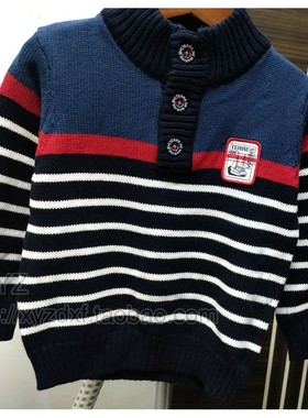 N232  经典法式 2025秋冬推荐帅气立领男童毛衣  保暖针织衫