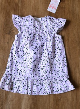 N302 出口法单 田园风小碎花女童婴童飞袖连衣裙 夏装双层公主裙