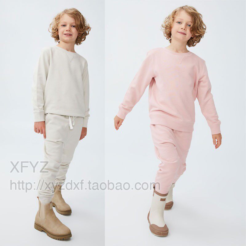 柔软出口澳洲cotton纯原纯棉儿童女童男童卫衣裤子春秋运动套装