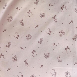 【娃衣布】针织棉布料 【淡粉天使兔】手工娃衣T恤宝宝面料