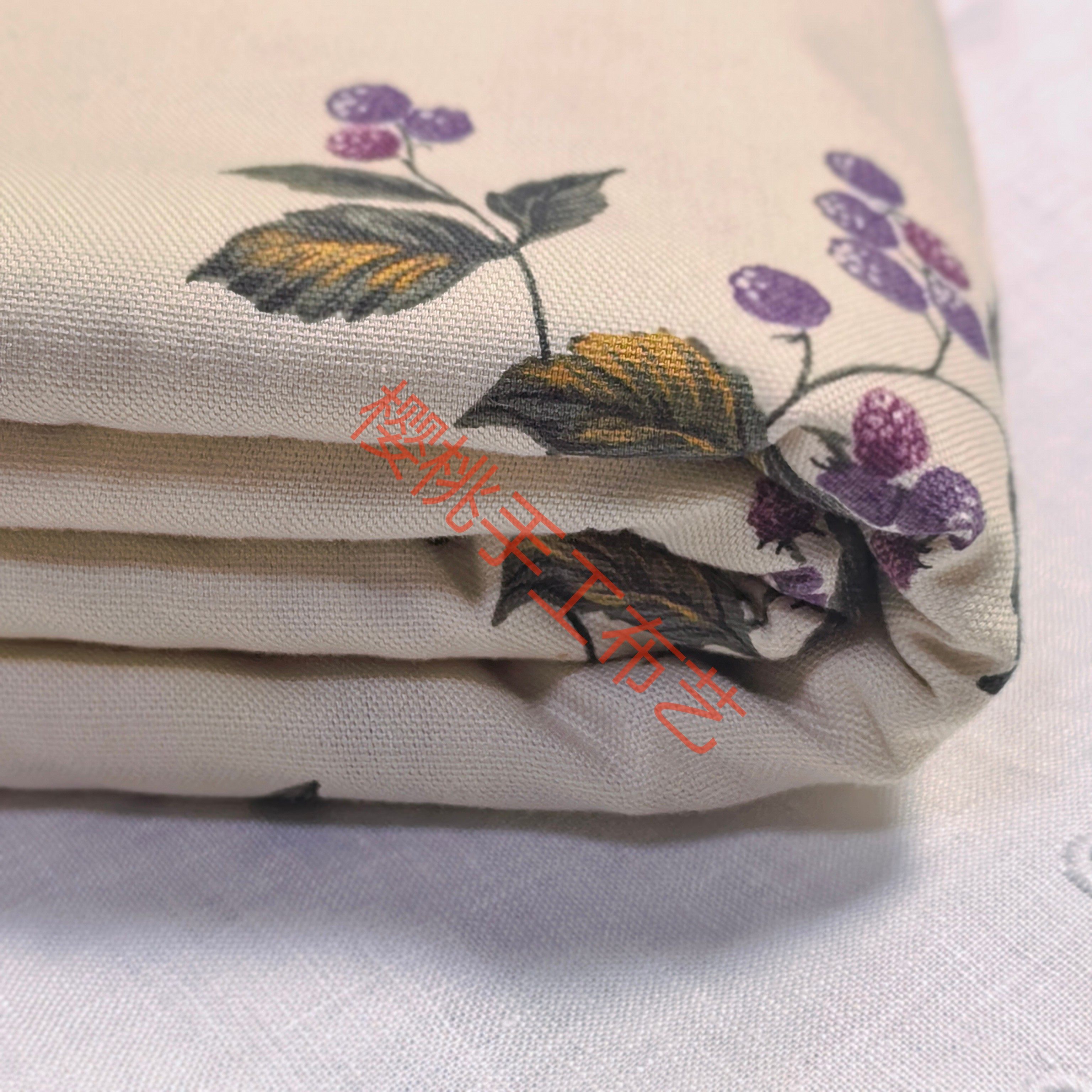 【孤品私藏】日本棉麻布料 紫珠花Callicarpa 手工布包桌布面料,居家布艺,海绵垫/布料/面料/手工diy,淘宝优惠券,粉丝福利购,淘宝优惠卷