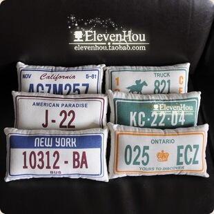 韩国定位棉麻布料 车牌号码 140x45cm/组 手工颈枕套抱枕套面料