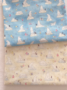日本进口KOKKA 冷感加工双层棉纱布料 北极熊 手帕睡衣宝宝布面料