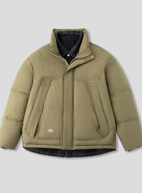 2026冬季爆款百搭休闲防风高领牛仔拼接假两件羽绒服