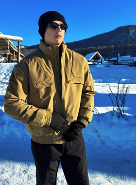 美式复古冬季防风保暖立领羽绒服男士加厚宽松户外三防冲锋外套