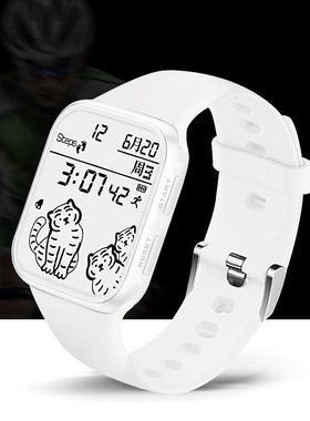 superme跑步计数多功能运动睡眠监测全面屏电子手表防水闹钟学生