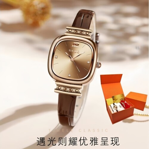 轻奢小众女士手表时尚百搭防水复古高级感小方糖石英表送朋友礼物