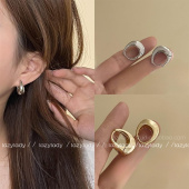 复古金属耳环 耳饰轻奢耳扣女 小众设计高级轻奢简约银色金色法式