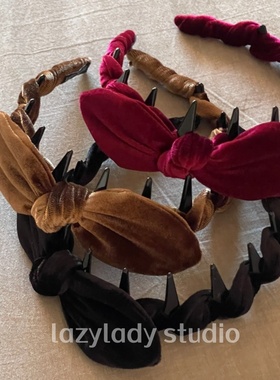 清！原19 复古丝绒蝴蝶结发箍百搭外出简约甜美发卡压发气质头箍