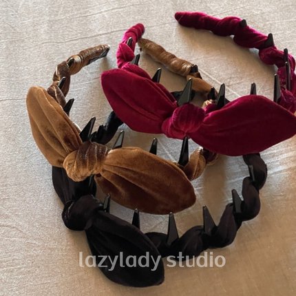 清！原19 复古丝绒蝴蝶结发箍百搭外出简约甜美发卡压发气质头箍