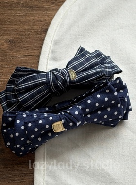 5色！棉麻材质学院风格纹波点纯色蝴蝶结香蕉夹 竖夹扭扭夹盘发夹