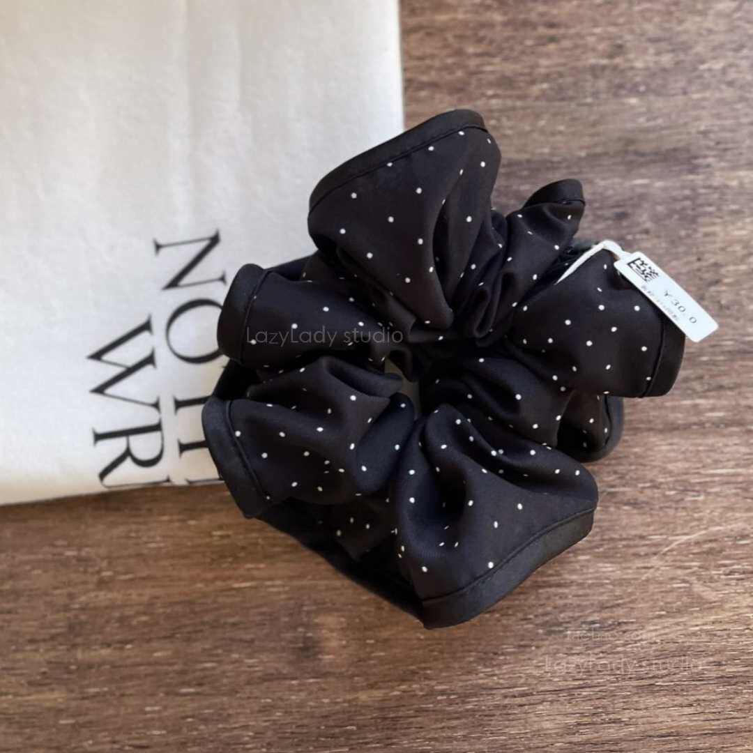 露思同款 波点木耳卷褶皱花边头花 百搭基础简约发圈发绳女