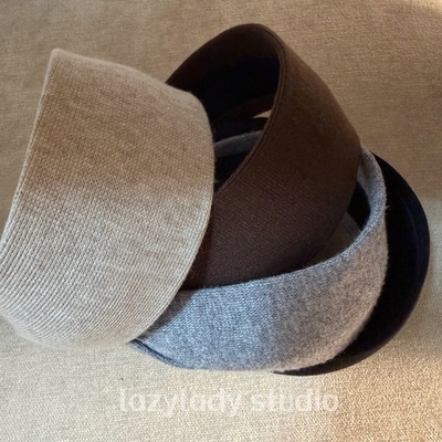 温柔奶茶色布艺宽版发箍女 秋冬复古针织外出洗脸头箍发捆发饰