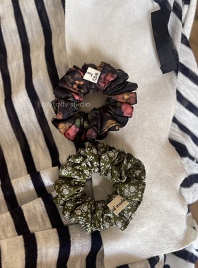 小众精致chic小发圈 棉质晕染印花小头花 日常洋气褶皱发绳