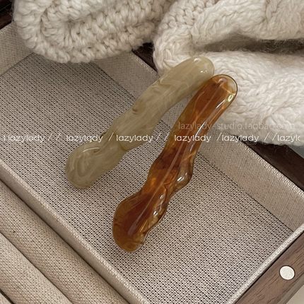 2只套装~韩国不规则亚克力波浪发夹新款复古侧边夹一字夹刘海夹女