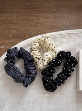 小圈 发量少 实用简约基础款雪纺波点网格小肠圈 不伤发皮筋