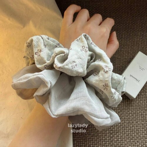 低饱和的韩系的柔雾豆绿色发圈~小众不撞款复古头花发绳发饰女