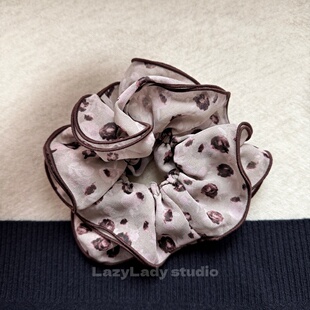 低保和度干枯玫瑰小众双层肠圈 慵懒温柔复古韩系氛围感头花发绳