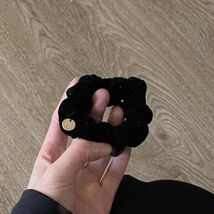 小号 精致满天星珠光细闪黑色丝绒金属小亮片发圈发绳头绳头饰