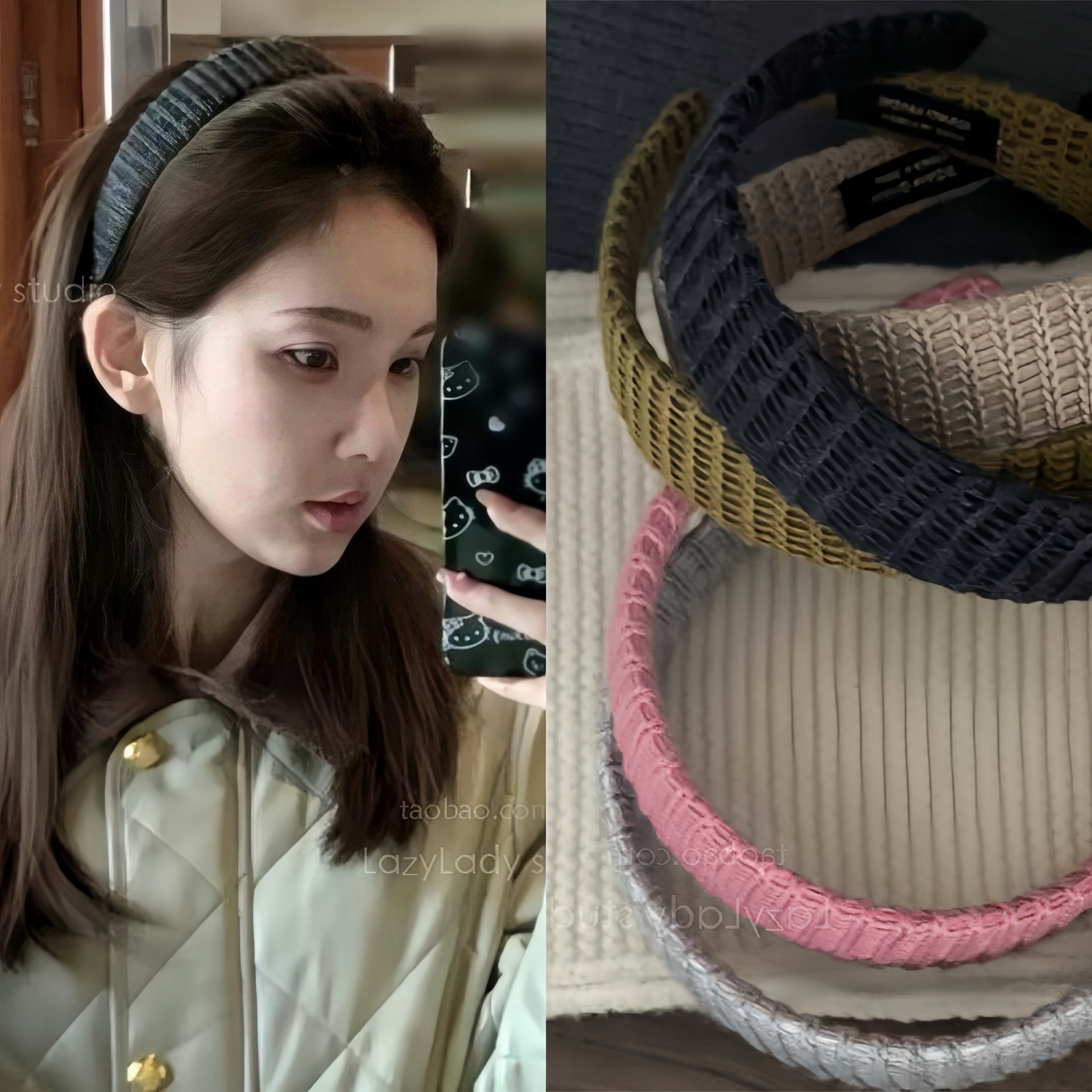 lazylady发箍毛线材质学院风