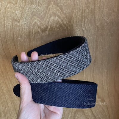 chao有气质 小众复古高级简约素色发箍 牛仔布艺宽边头箍发饰女