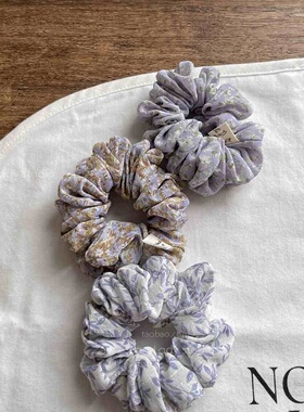 3色。淡淡紫色小圈系列。日常小号褶皱雪纺纱纱皮筋发圈 头绳。