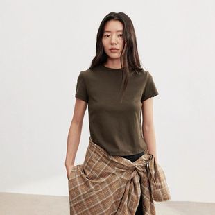 爱与南希十三行2025秋冬韩系纯色棉质修身 女02646 打底短袖 针织衫