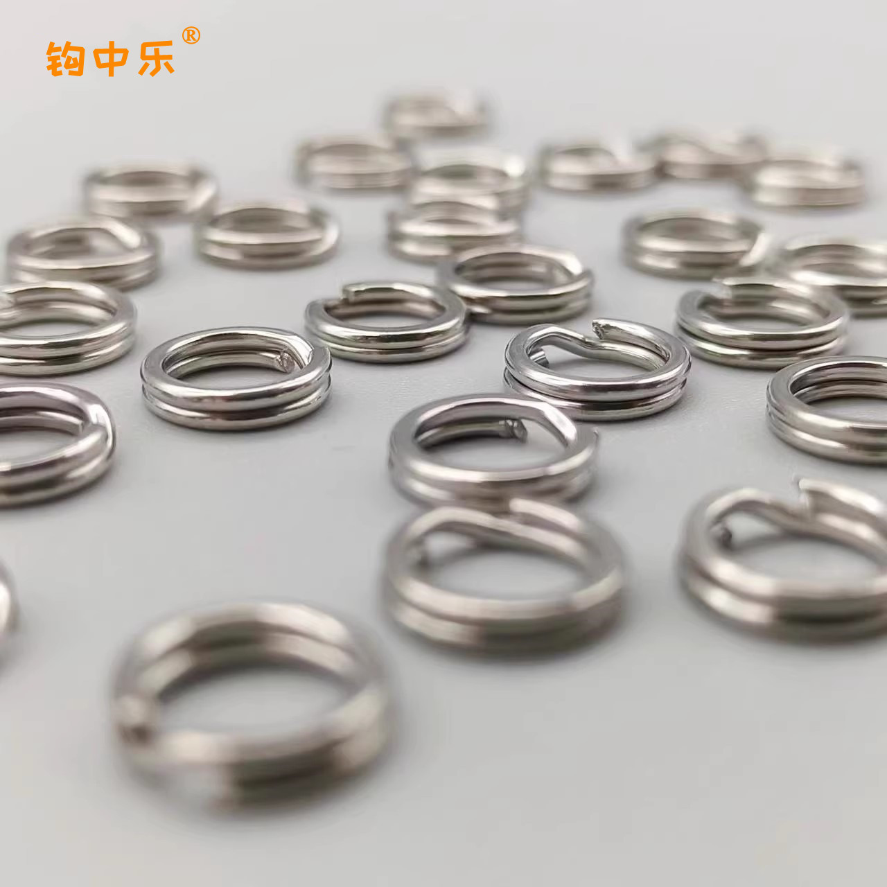 钩中乐压扁不锈钢双圈路亚圈三本钩钢圈连接器渔具配件