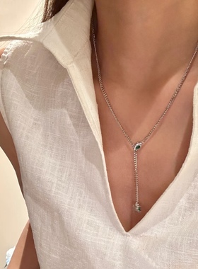 S925银镀金多用款祖母绿古巴链灵蛇项链54cm