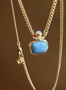 S925银镀金人工高瓷美松香水瓶项链