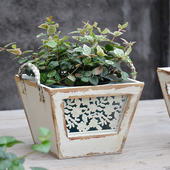 饰木质花盆花器工具收纳 田园实木多肉植物套盆庭院装 复古法式 美式