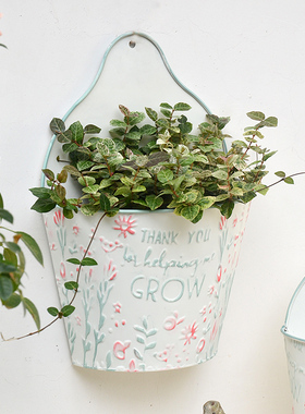 出口欧式复古挂壁半圆花篮别墅花园庭院户外阳台装饰花盆垂吊套盆