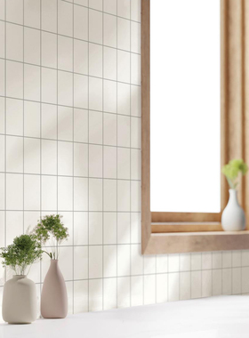 厨房墙面改造翻新墙纸防油贴纸阳台防水瓷砖贴ins风奶油自粘壁纸