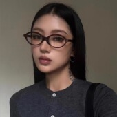 404 店复古椭圆书呆子眼镜Y2K凹造型时髦防蓝光素颜平光镜配度数