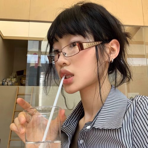 404的店复古金属长方形Y2K眼镜女