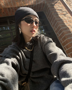 404 椭圆小框偏光墨镜街拍凹造型小红书太阳眼镜防紫外线 店韩版