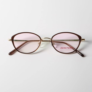 404 店复古猫眼半钛眼镜配度数近视素颜平光镜框近视斯文男女酷