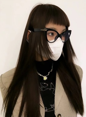 404的店复古大猫眼镜框防蓝光显脸小素颜近视可配度数T字酷平光镜