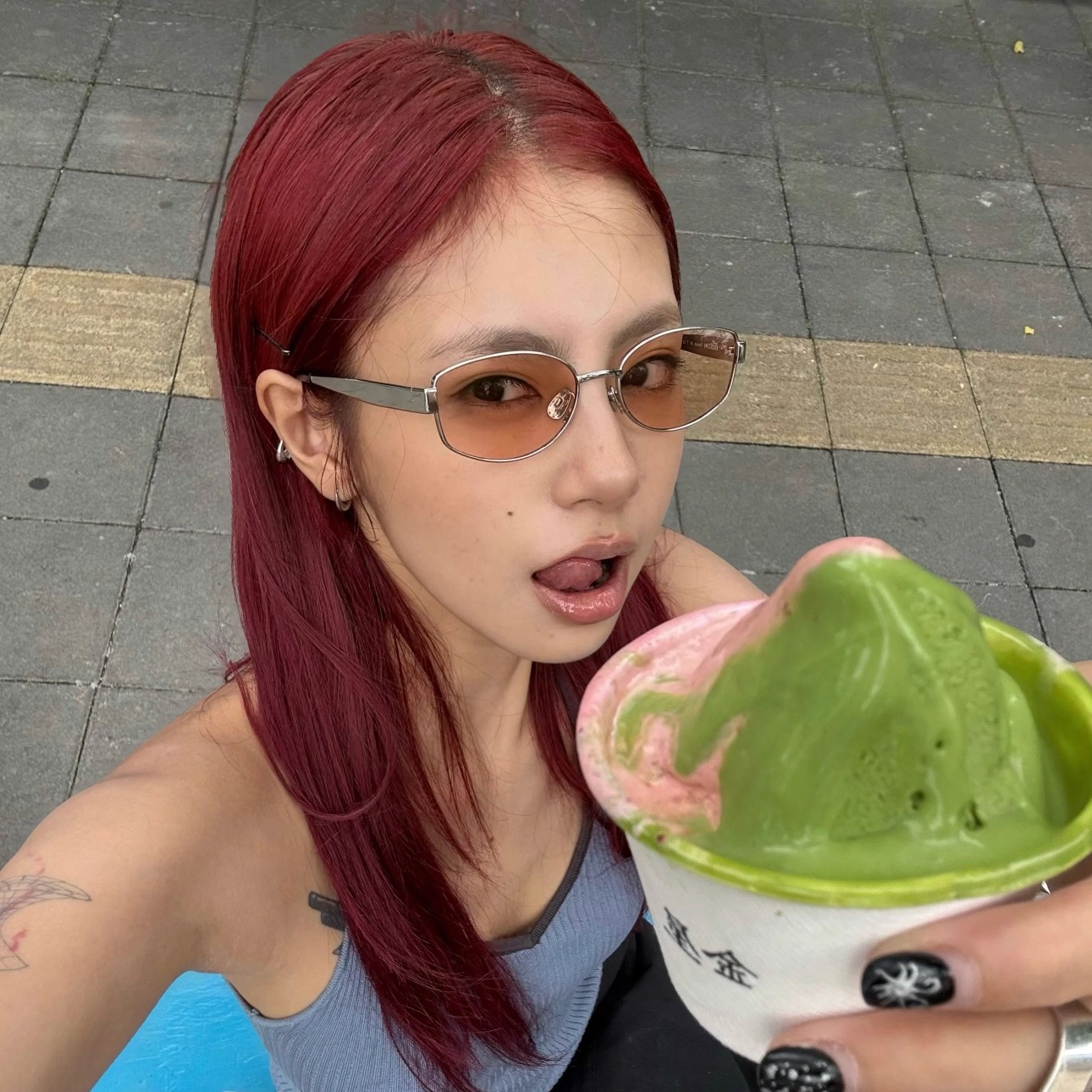 404的店复古橘色金属Y2K猫眼墨镜