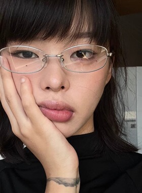 404的店斯文日系长方形银色纯钛眼镜配度数镜框近视镜架超轻男女