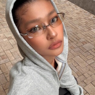 404的店韩版长方形无框铆钉水银墨镜辣妹街头Y2K小众前卫太阳墨镜