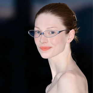 404的店前卫猫眼微翘金属小框眼镜hunterschafer同款墨镜科技感酷